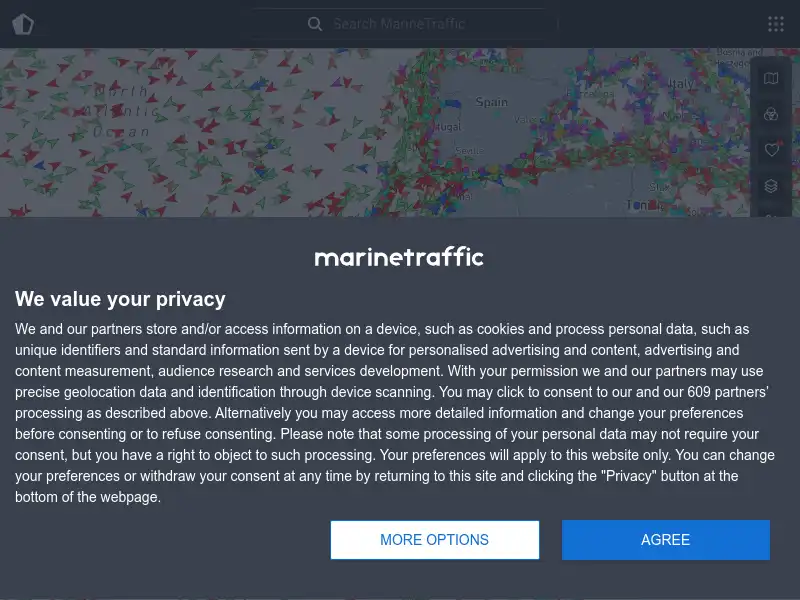 screenshot of Marine Traffic