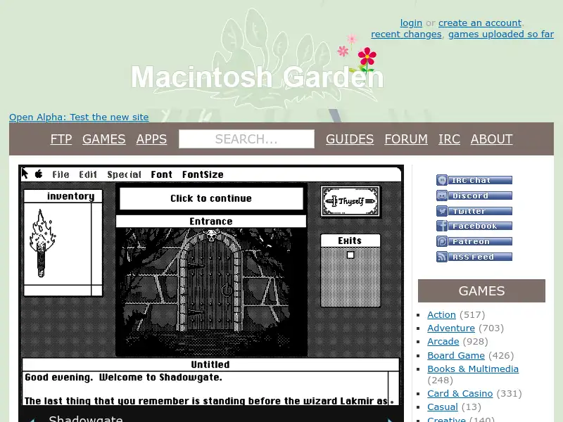 screenshot of Macintosh Garden