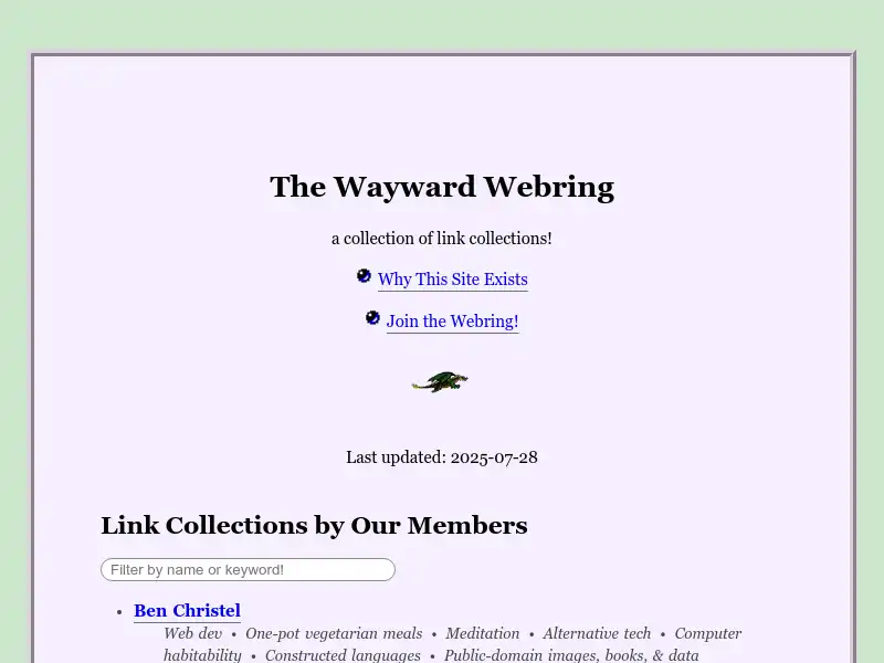 screenshot of waywardweb.org