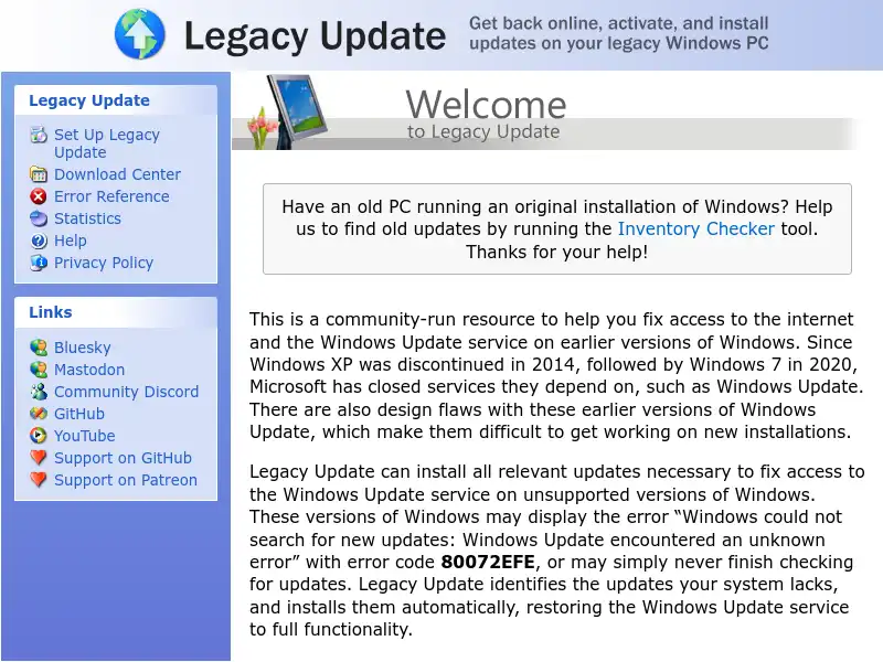 screenshot of Legacy Update