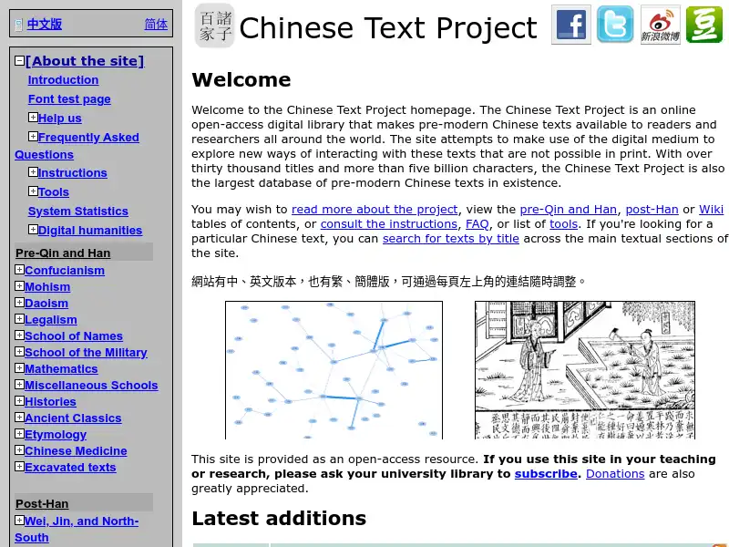 screenshot of The Chinese Text Project