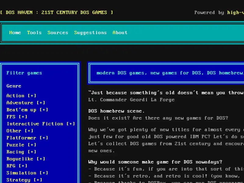 screenshot of DOS haven