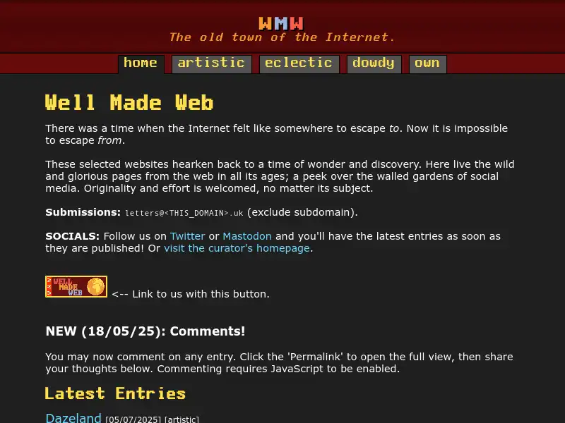 screenshot of Well Made Web