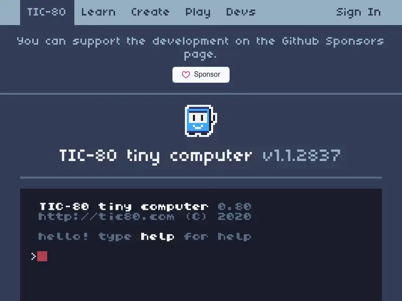 screenshot of TIC-80
