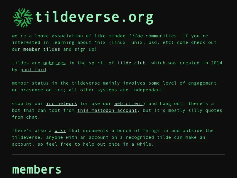 screenshot of tildeverse