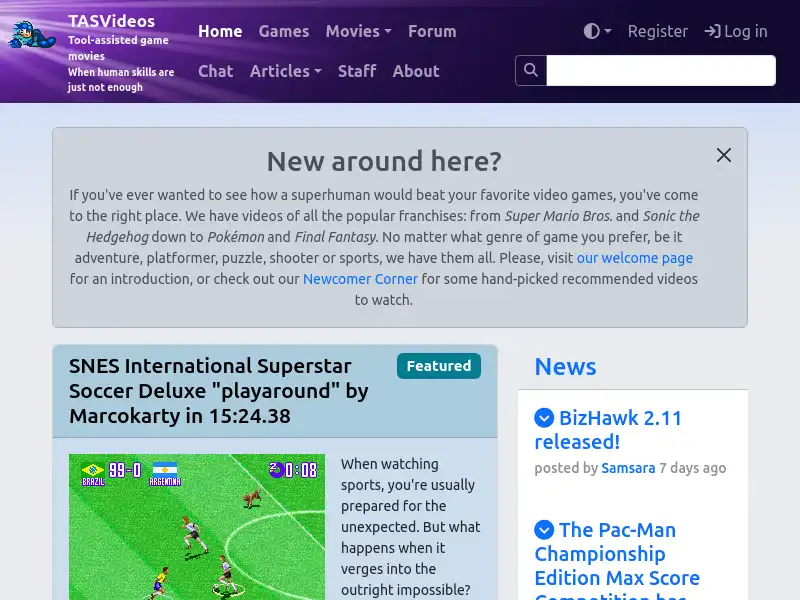 screenshot of TASVideos