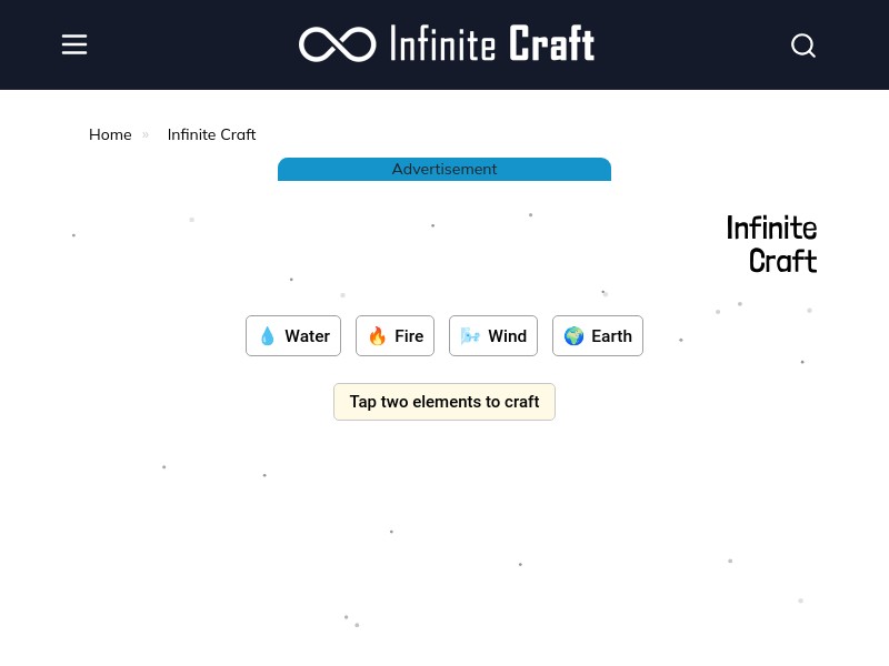 screenshot of Infinite Craft Game