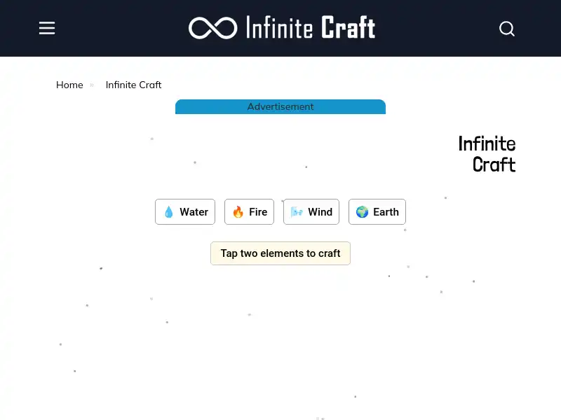 screenshot of Infinite Craft Game