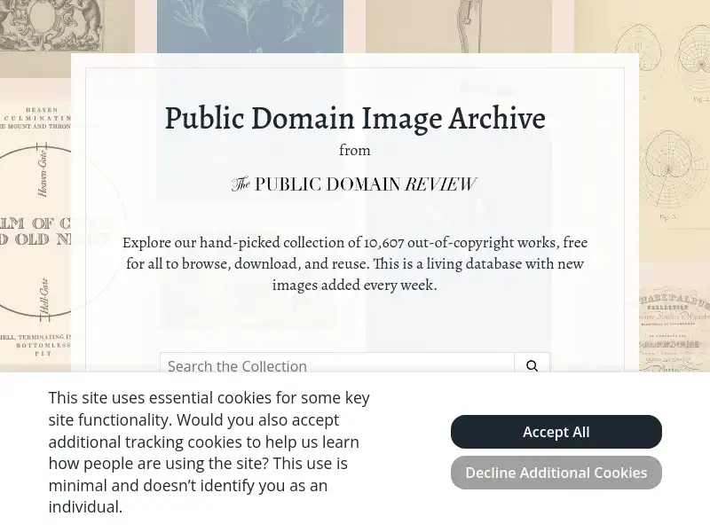 screenshot of Public Domain Image Archive