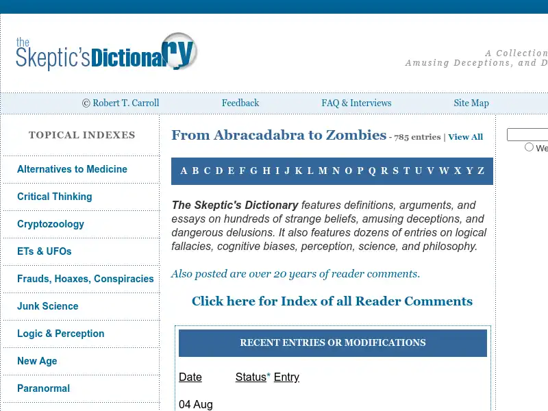 screenshot of skepdic.com