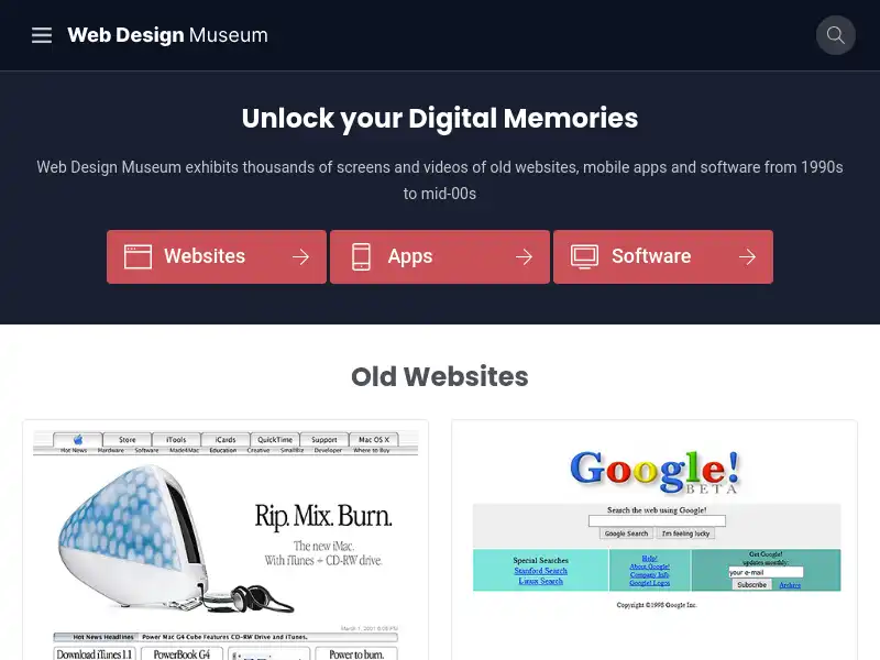 screenshot of Web Design Museum