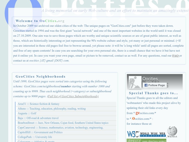 screenshot of oocities