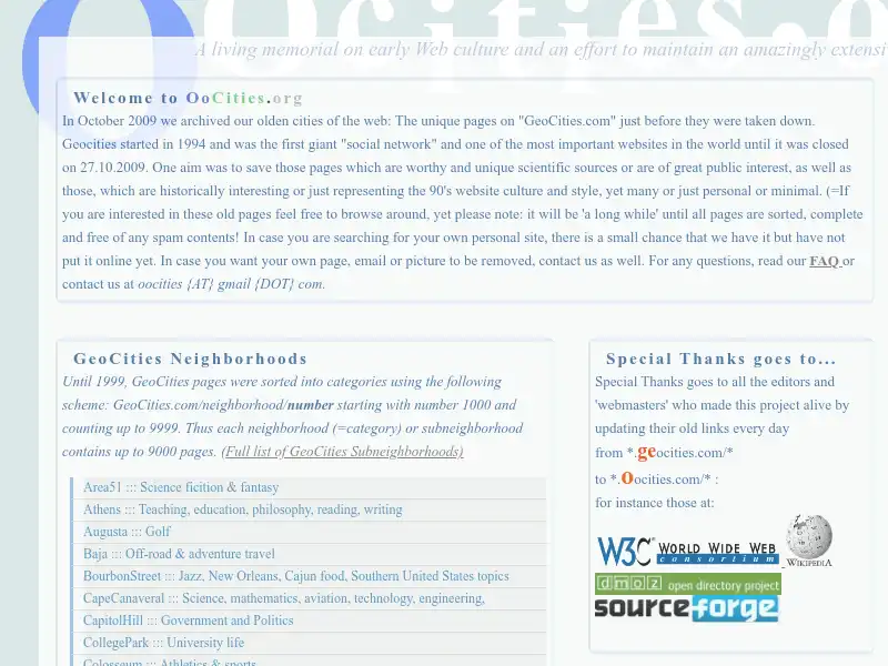 screenshot of oocities