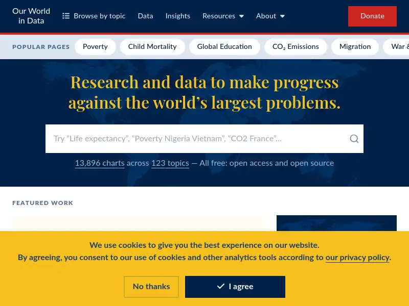 screenshot of Our World In Data