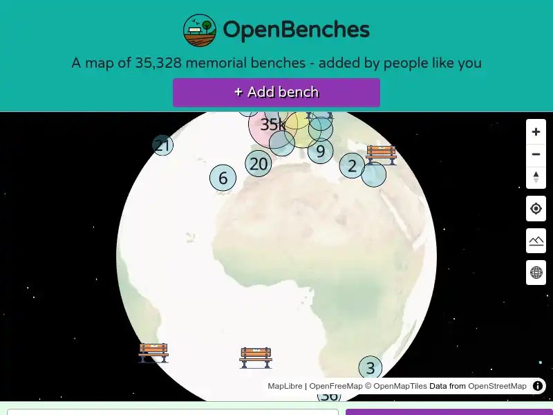 screenshot of OpenBenches