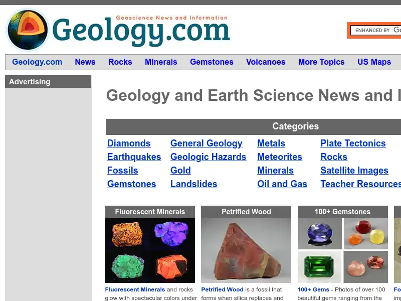 screenshot of Geology.com