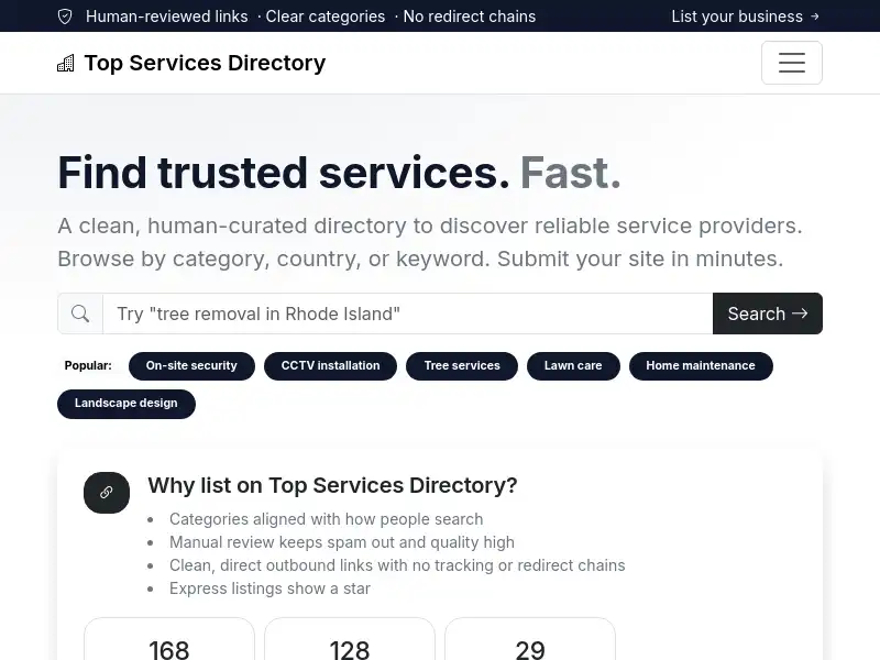 screenshot of Top Services Directory