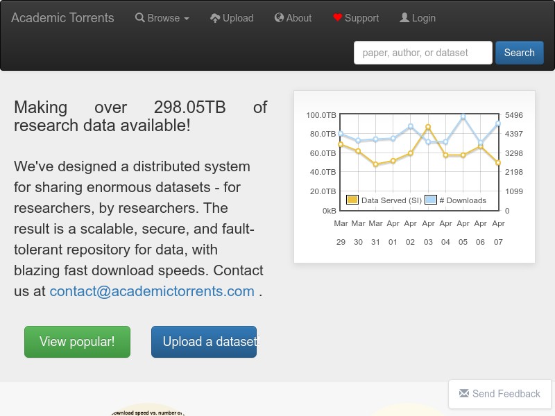 screenshot of Academic Torrents