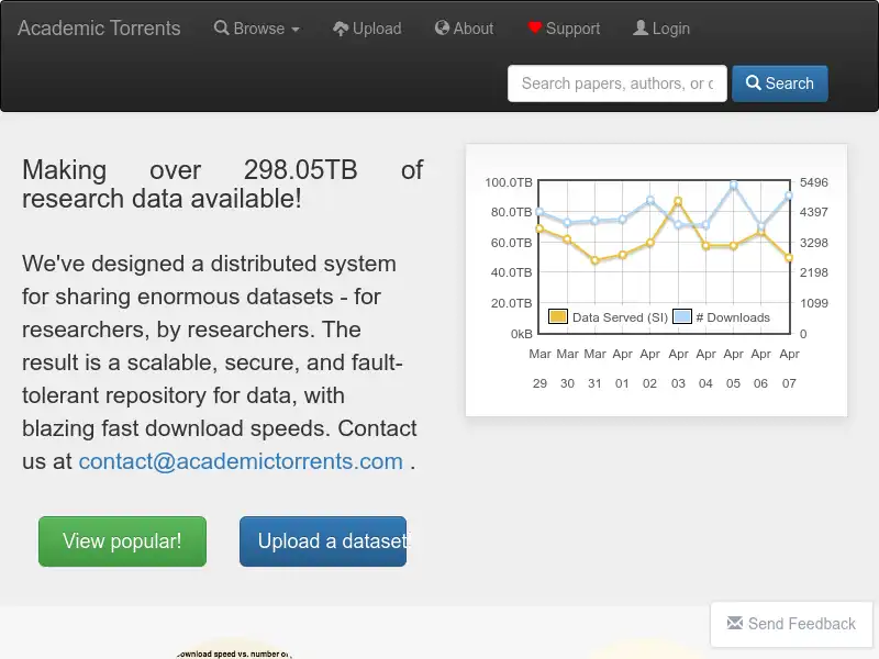 screenshot of Academic Torrents