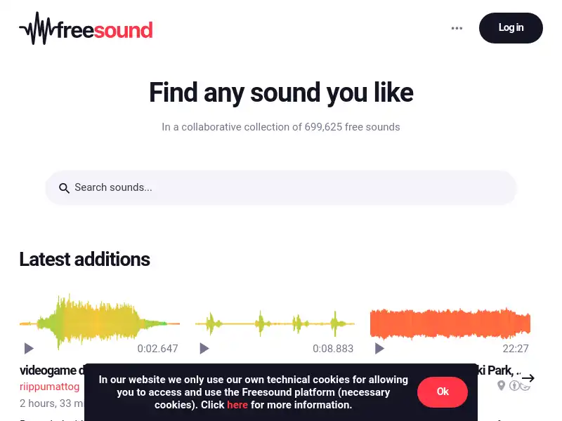 screenshot of Freesound