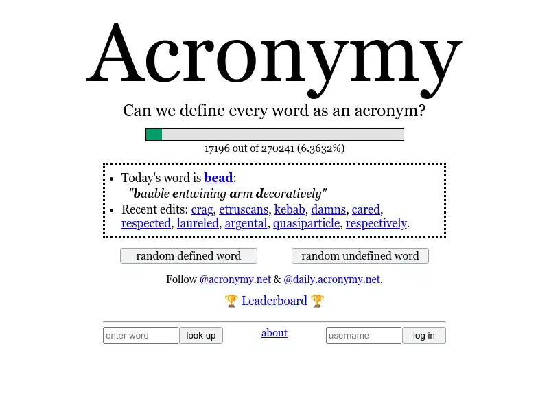 screenshot of Acronymy