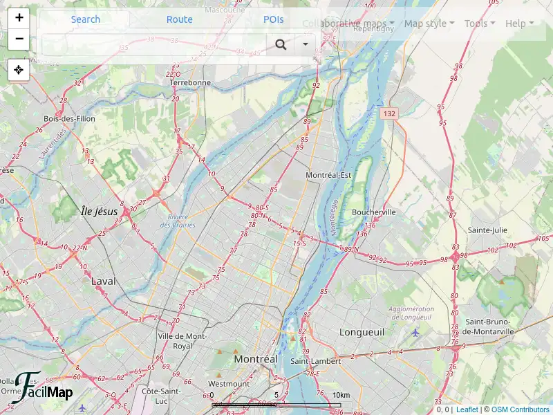 screenshot of FacilMap