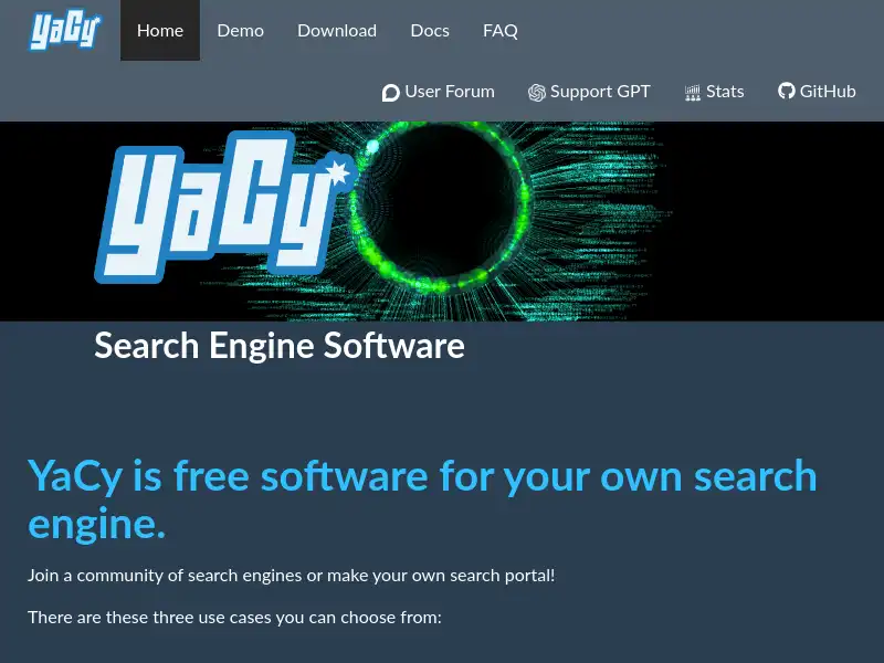 screenshot of YaCy