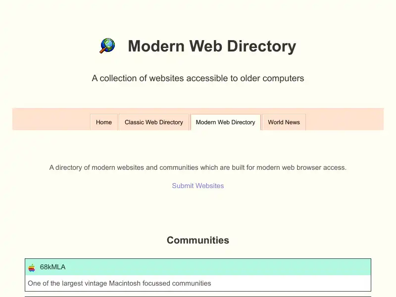 screenshot of Modern Website Directory