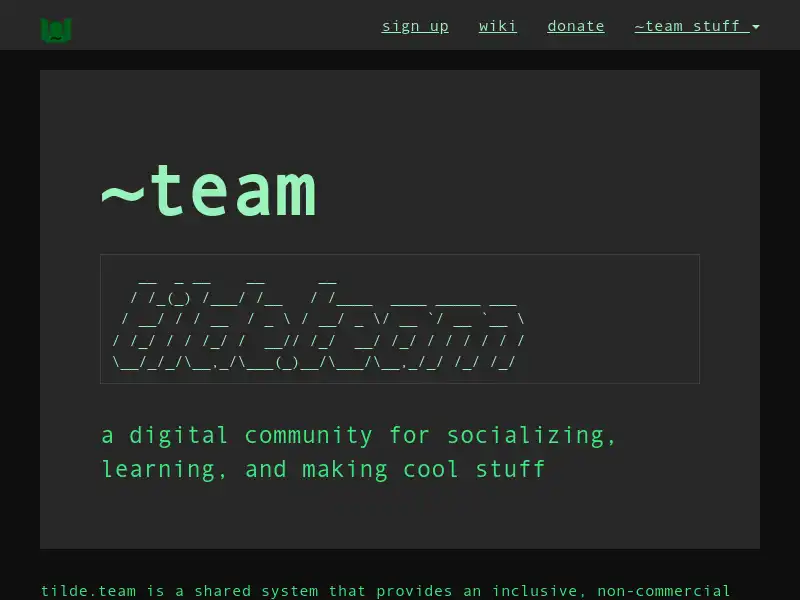 screenshot of tilde.team