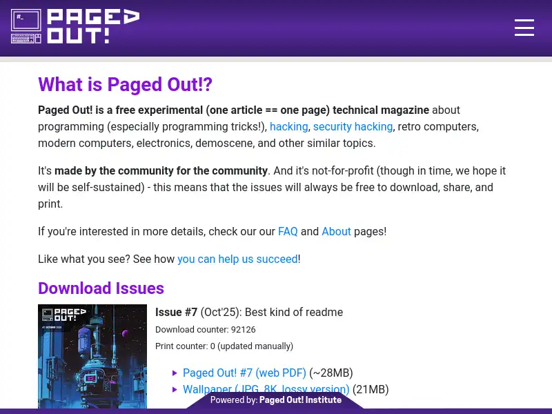 screenshot of pagedout.institute