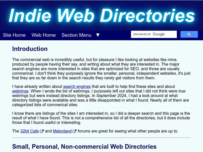 screenshot of Indie Web Directories