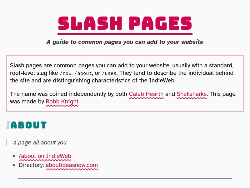 screenshot of Slash Pages