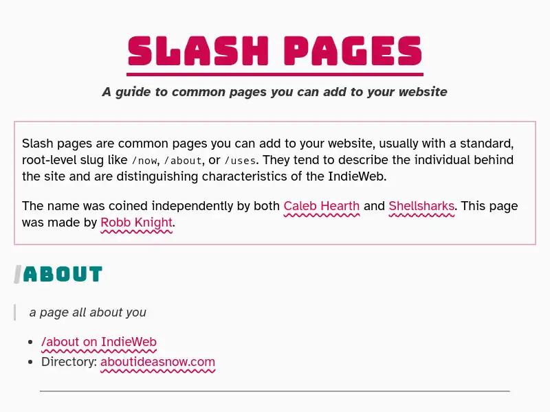 screenshot of Slash Pages