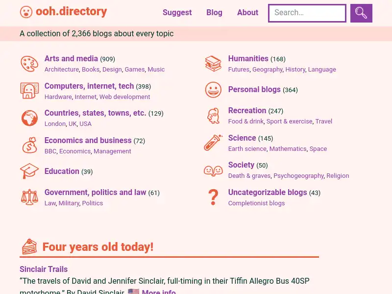 screenshot of ooh.directory
