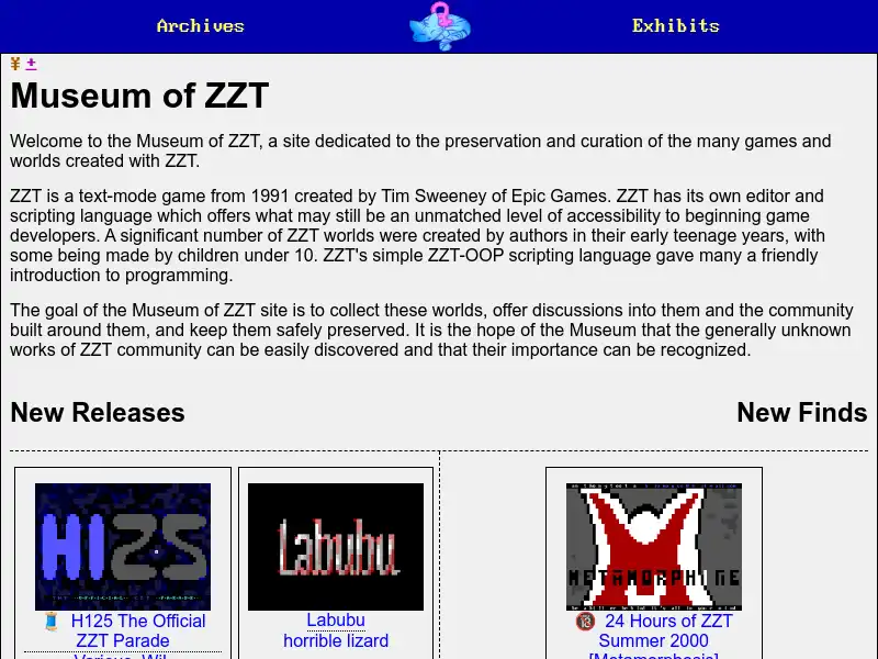 screenshot of Museum of ZZT