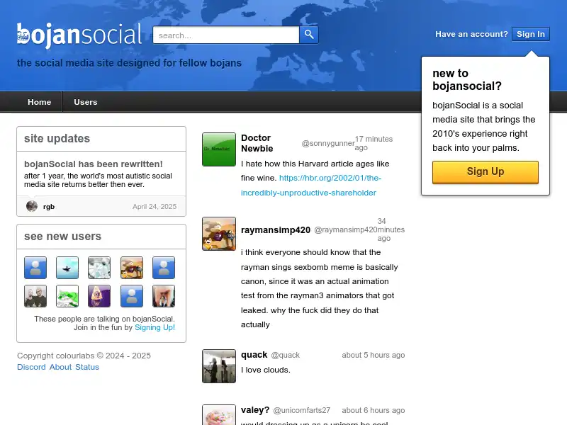screenshot of bojanSocial