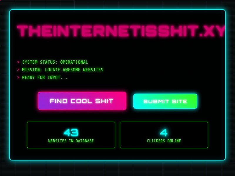 screenshot of TheInternetIsShit.xyz