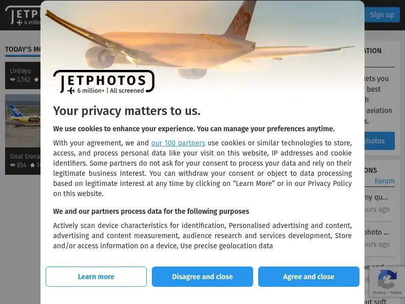 screenshot of jetphotos.com