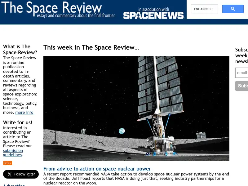 screenshot of thespacereview.com