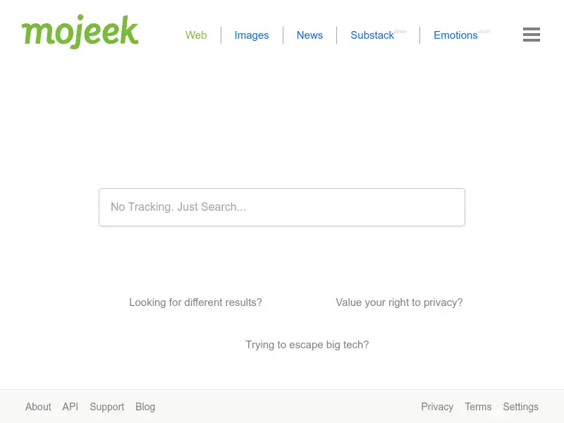 screenshot of Mojeek