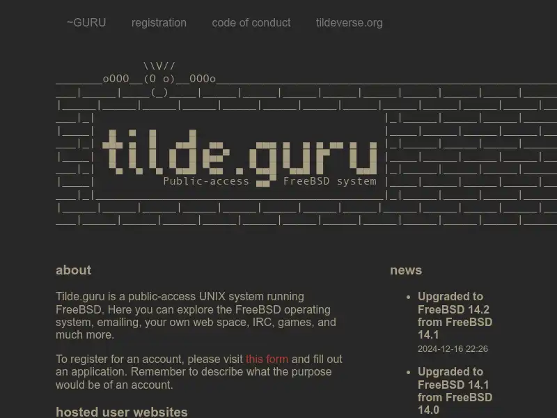 screenshot of tilde.guru
