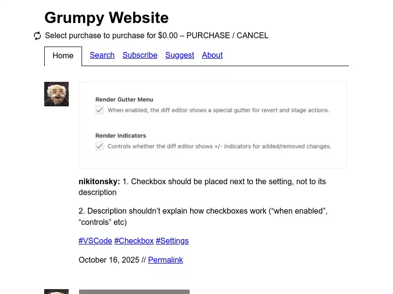 screenshot of grumpy.website
