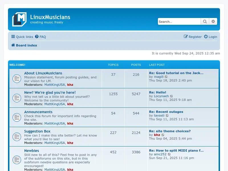 screenshot of linuxmusicians.com