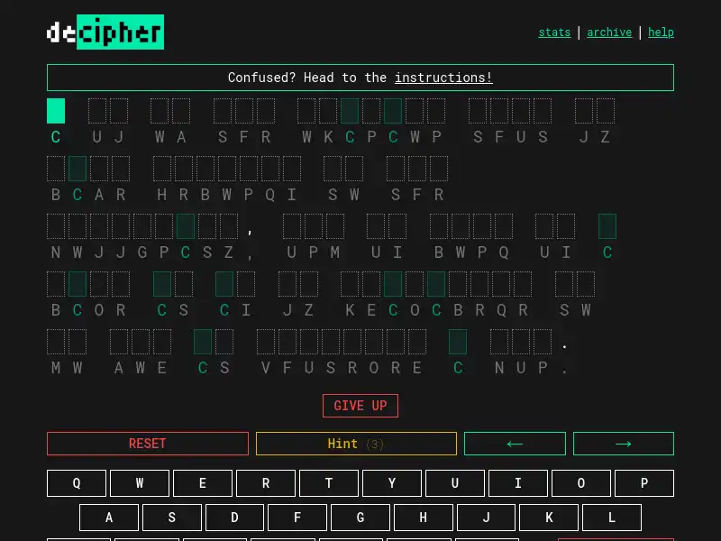 screenshot of Decipher