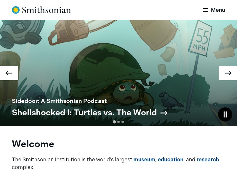 screenshot of Smithsonian Institution