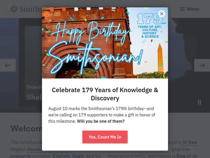 screenshot of Smithsonian Institution