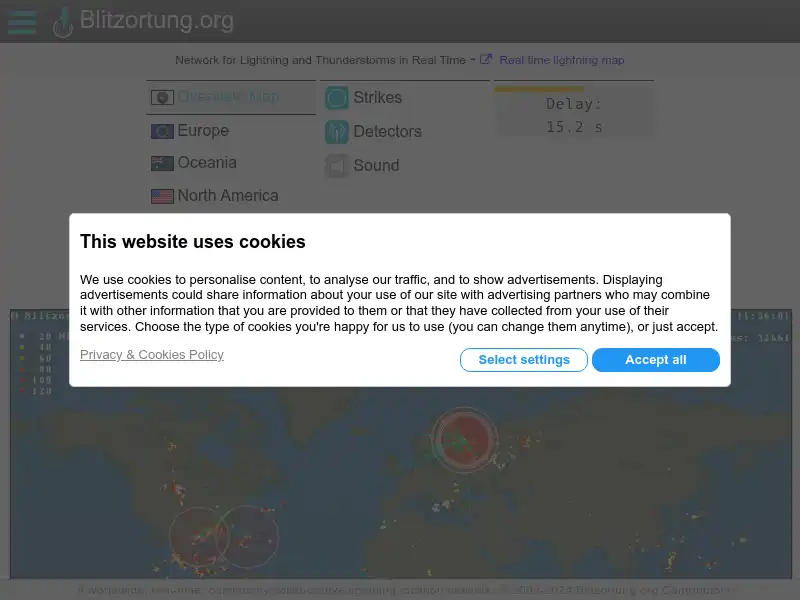 screenshot of Blitzortung
