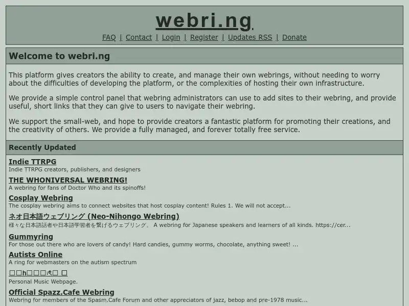 screenshot of webri.ng