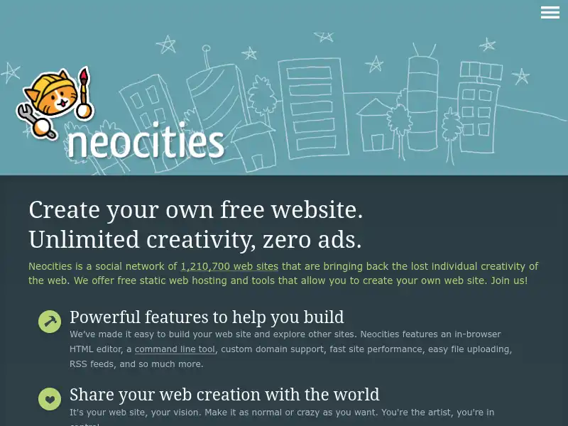 screenshot of Neocities
