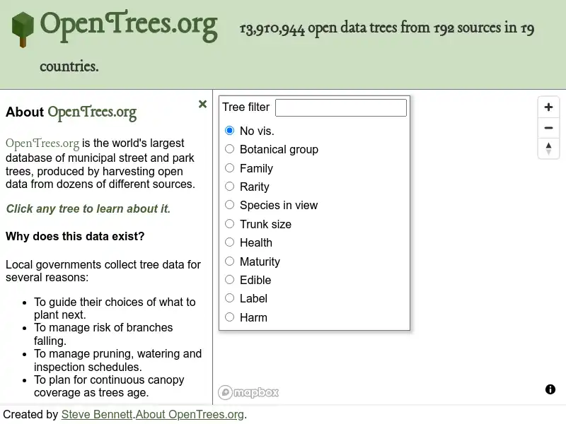screenshot of OpenTrees.org